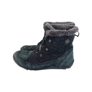 Columbia Women's Black Green Minx Shorty Omni-Heat Ankle Winter Boots Size 8